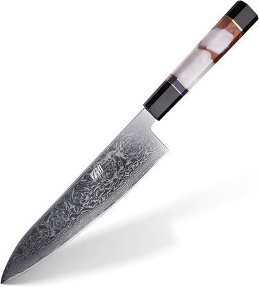 Японський ніж Kiritsuke FINDKING 9 дюймів (8 дюймів), Damast, для професійних та домашніх кухарів (серія BLACK-ROSE)