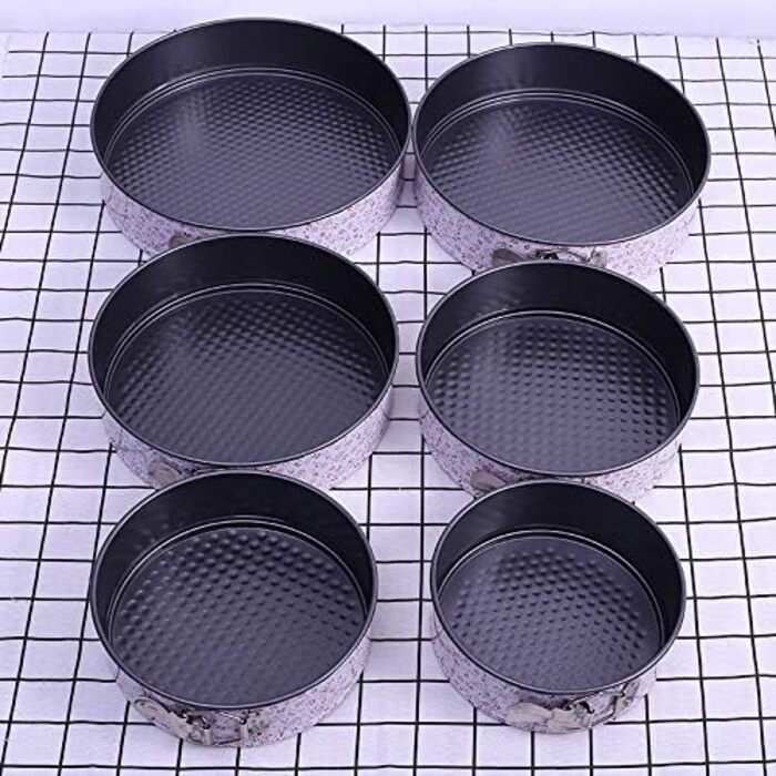Набір форм для випічки з антипригарним покриттям, 7 розмірів, з нержавіючої сталі, для чізкейків, знімний дно, з кліпсами