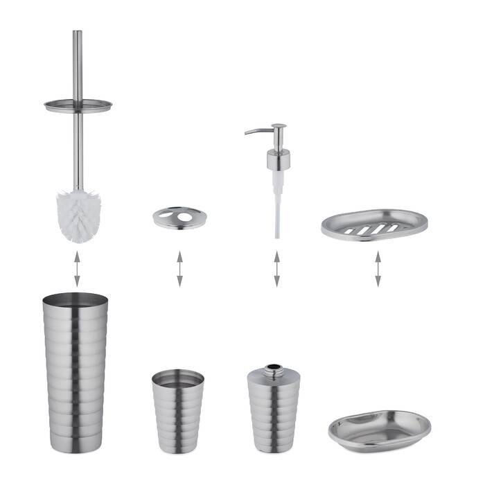 Relaxdays 5-piece Bathroom Set Stainless Steel