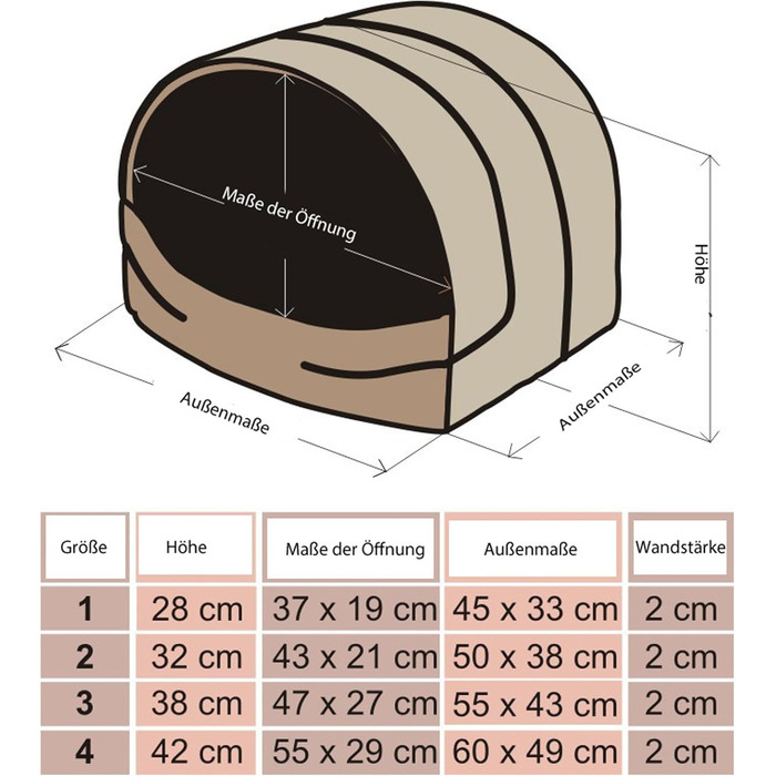 Будка для собак, лежанка для собак, хатинка для собак S-XL (R3 (55 x 43 см), світло-коричневий колір з принтом лапок)