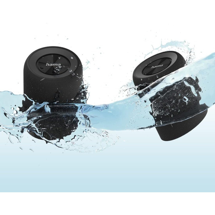 Hama Twin: Набір 2 Bluetooth колонок 30W, водонепроникні (IP67), чорні. Портативні, плавучі, до 10 годин роботи. True Wireless Stereo.