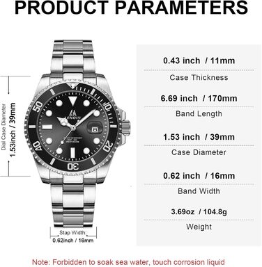 Чоловічий годинник LN LENQIN: Водонепроникний, кварцовий, з нержавіючої сталі, чорний | Годинник для чоловіків