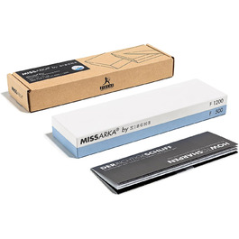 Точило для ножів Zische Missarka Blue - професійне з каменю з корунду, 200x60x25 мм, 2 зернистості FEPA 500/1200