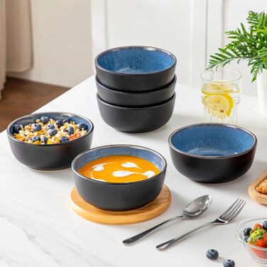 Набір тарілок/мисок Vancasso PLAYA, 6 шт., блакитні, з кераміки (6 мисок, супові тарілки, салатники, паста)