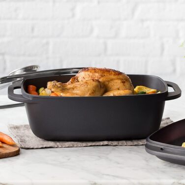 Братер Aluguss Kitchen Crew 5.8л з кришкою-грилем та арома-кнопкою, жаровня, каструля з антипригарним покриттям Teflon (до 240°C)