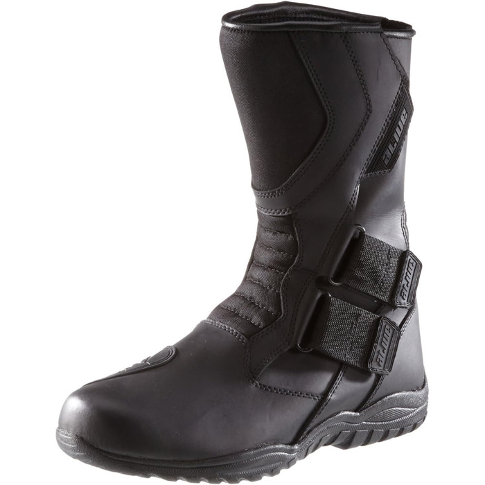 Мотоциклетні черевики для туризму та повсякденного носіння, чорна шкіра, застібка на липучці, розмір 43 EU