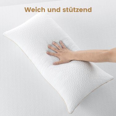 BedStory Pillow 40x80 2-Pack with Removable Bamboo Fiber Cover, Anti-Mite and Antibacterial Pillow Filled with 950g x 2 Microfibers, Hypoallergenic, Comfortable, Soft, and Breathable Pillow