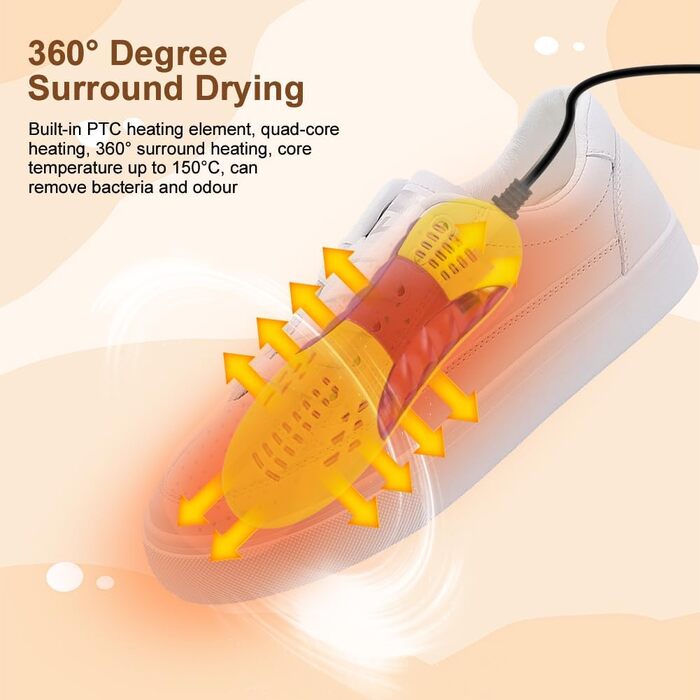 Електричний сушильник для взуття Flintronic: сушильник для черевиків, рукавичок, шкарпеток. Білий (жовтий)