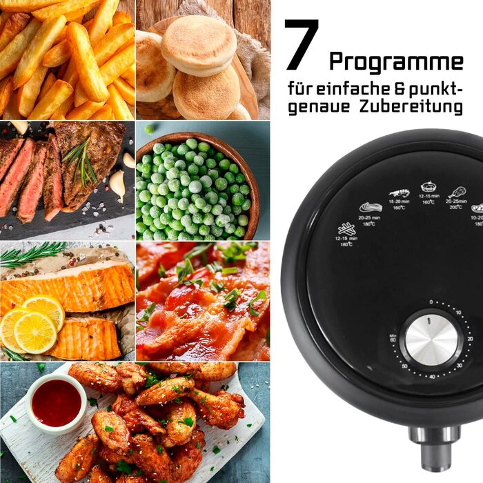 Фритюрниця повітряна GOURMETmaxx 2.3л з таймером та сенсорним екраном | 8 функцій, 7 програм | Економія енергії, майже без олії | Міні-піч 1000 Вт