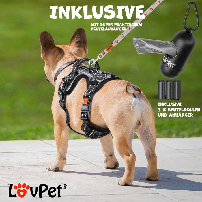 Шлейка для собак без натягу та задухи, дихаюча та м'яка, світловідбиваюча | Без натягу | З ручкою - (L, Сірий у клітинку)