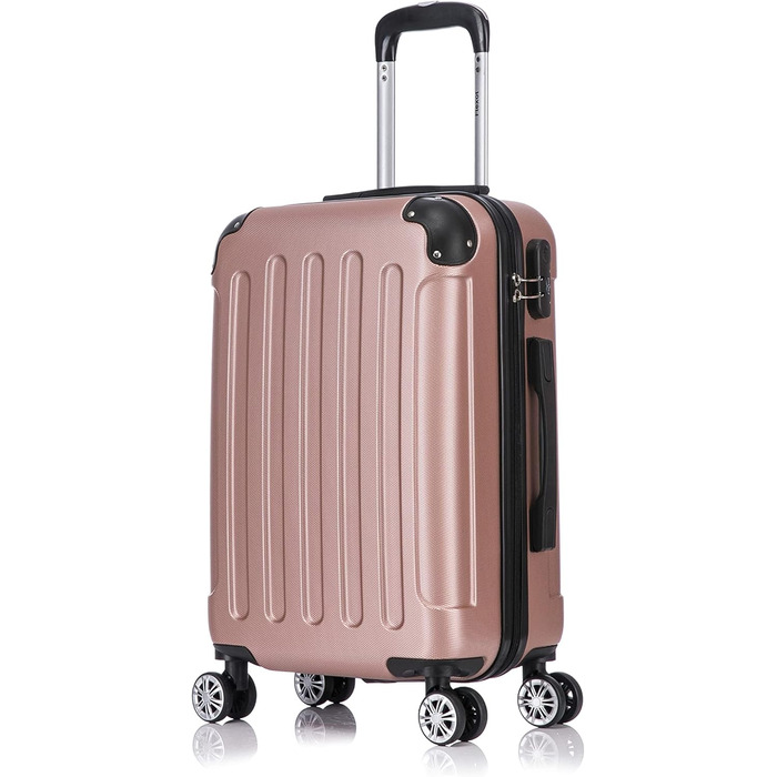 Чемодан-тележка Flexot® Flex-2045 для ручної поклажі (16 кольорів) з подвійними колесами, жорсткий корпус (M, Рожеве золото)