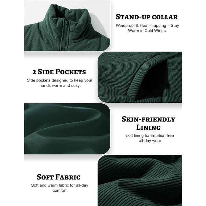 Жіноча тепла зимова жилетка FEOYA з коміром-стійкою, короткий фасон, степкова жилетка з пухозаповнювачем, без рукавів, для переходу між сезонами, тепла, зелена (M)