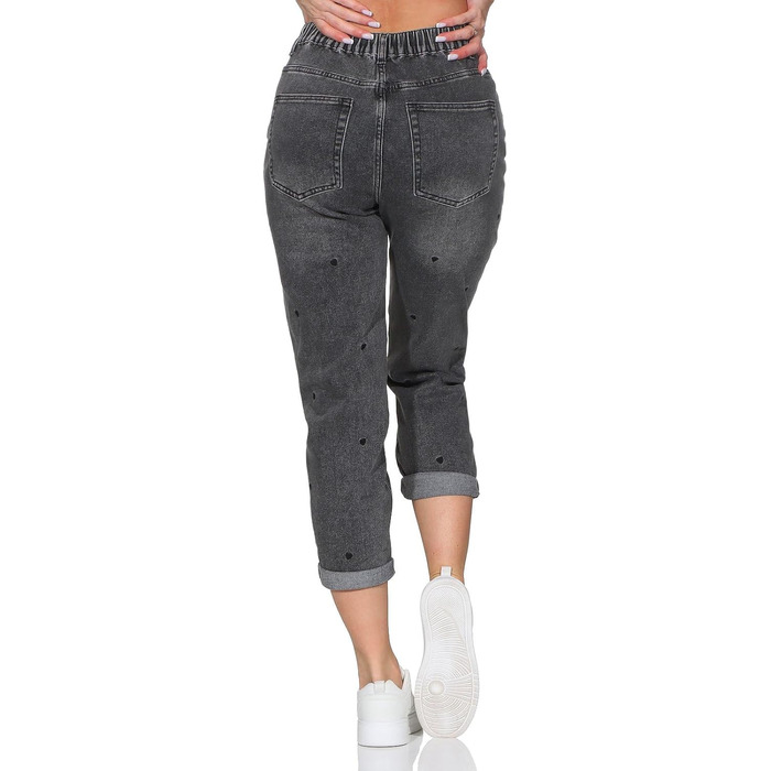 Джинси жіночі Hailys Mom Jeans з високою талією, сірі серця (S)