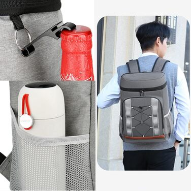 Терморюкзак-холодильник 30 л, велика місткість, для пікніка, пляжу, кемпінгу (світло-сірий)