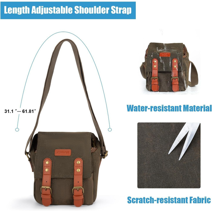 CADeN Ретро сумка для камери на плечі для Sony Canon, водонепроникна, для DSLR та беззеркальних камер, легка та компактна (коричнева)