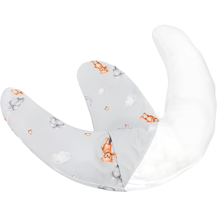 Подушка для вагітних Totsy Baby Stillkissen XXL - для годування та сну, 190 см, бавовна Oeko-Tex, бежевий колір з білими зірками