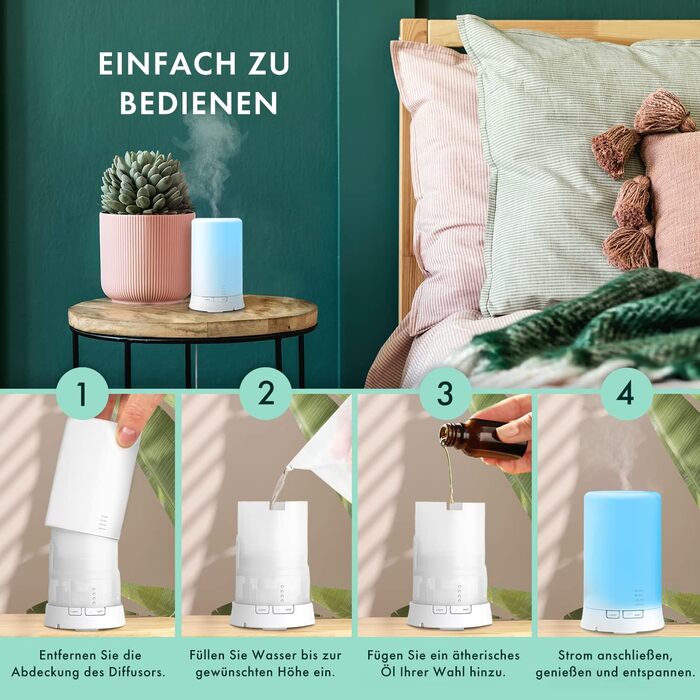 Ультразвуковий аромадифузор The Body Source - зволожувач повітря з 7 кольорами LED-підсвічуванням та таймером. Електрична аромалампа для ефірних олій. Ароматерапія для дому, офісу, спа. Об'єм 100 мл