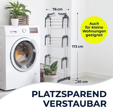 Складаний сушильник для білизни EASYmaxx з 3 рівнями, чорний/білий