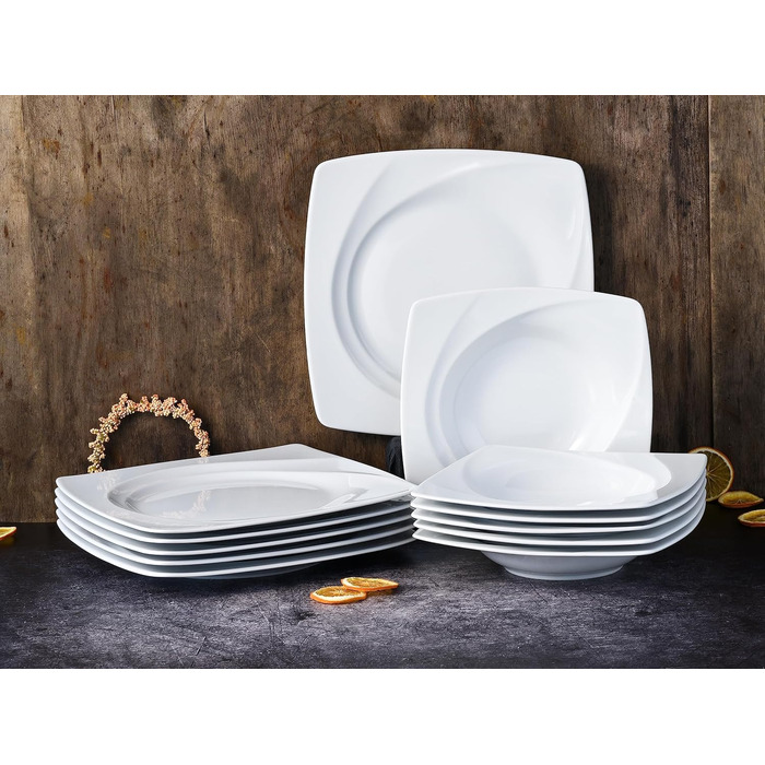 CreaTable Серія Celebration: 12-частинний сервіз для 6 осіб з порцеляни, Made in Europe