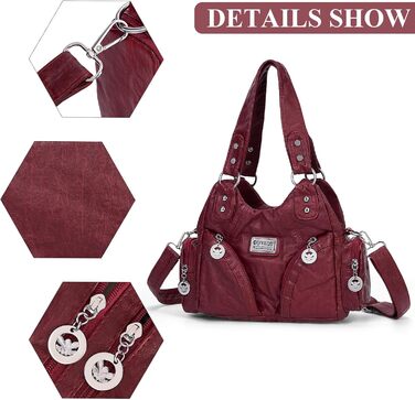 Сумка жіноча TIAASTAP Klein City Bag вінтажна червона шкіряна через плече Hobo Bag з багатьма відділеннями