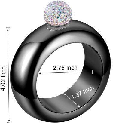 Набір флакончиків Qingo: флакон, браслет, перстень, нержавіюча сталь 304, 100 мл, чорний з кришкою зі стразами