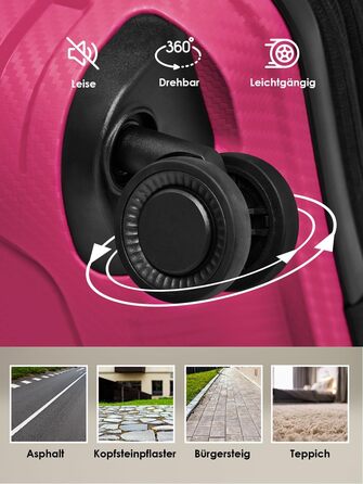 Набір валіз SMARTBOX Hartschalen 3 шт. з розширенням 3 см, з TSA-замком, з відділенням для ноутбука (Рожевий, S (55 см))