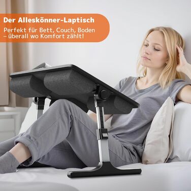 Стіл для ноутбука PUTORSEN - регульований за висотою та кутом нахилу, 58 x 37 см, чорний