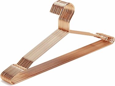 Amber Home 10-Piece 43cm Rose Gold Iron Clothes Hangers, Rose Gold Metal Clothes Hangers with Non-Slip Groove for Suit, T-Shirt, Shirt, Jacket, Dress, Pants, Robust and Durable