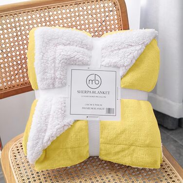 Плед Mixibaby для дому, теплий та м'який, 150 x 200 см, жовтий | Плед для дивана