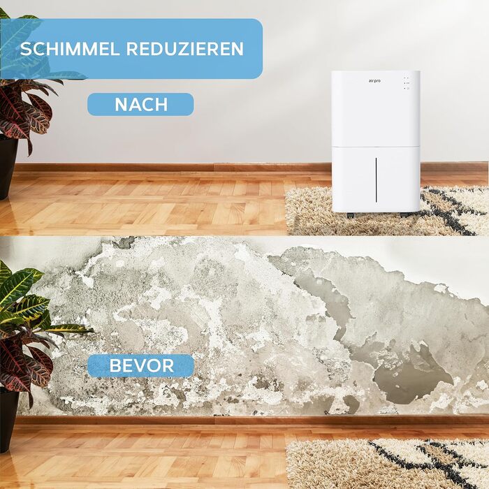 Електричний осушувач повітря Air Pro 20L - портативний, для спальні, підвалу, гаража, кухні. З таймером та режимом сну. Білий