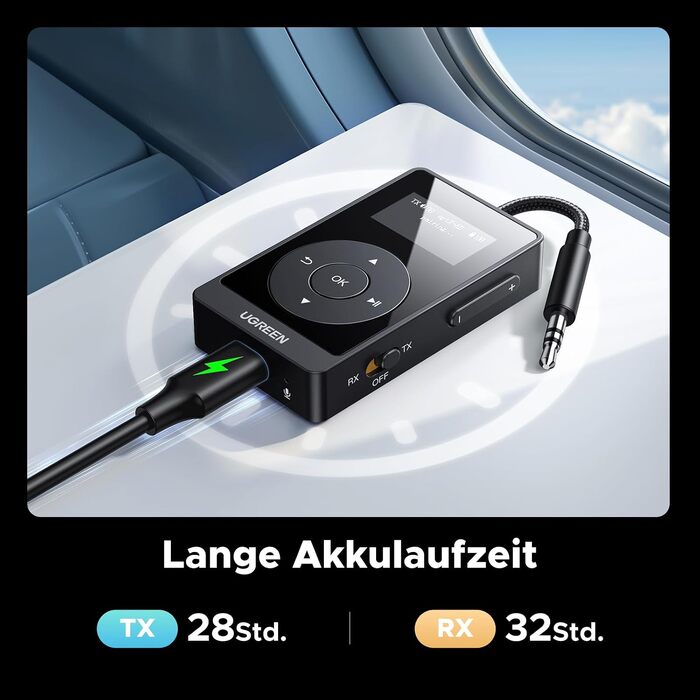 Bluetooth адаптер 2-в-1 UGREEN aptX: трансмітер та ресивер, версія 5.3