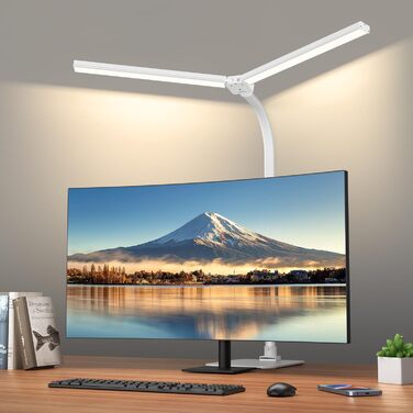 LED лампа для столу Doppelkopf з регулюванням яскравості, 24W, 80 см, денне світло, захист очей, 5 температур кольору, 5 рівнів яскравості, для роботи, дому, офісу, навчання, читання