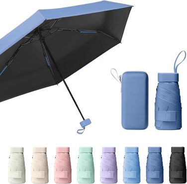 Компактний дощовий парасолька, міні-парасолька, парасолька від сонця UV, вітростійкий парасолька з капсульною ручкою, портативний парасолька для чоловіків та жінок (темно-синій)