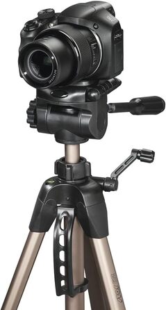 Штатив для камери Hama Star 62 - трипод з 3-стороннім кріпленням, 64-160см, для DSLR та системних камер, колір шампань