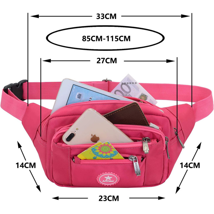 Водонепроникна поясна сумка для чоловіків та жінок, спортивна, для бігу, піших прогулянок, велосипедна, для ножа та туристичного інструменту (Рожевий колір)