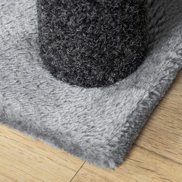 PawHut 4-Step Pet Stairs with Scratching Posts, Ball, Dog Stairs, Animal Stairs for Cats up to 5 kg, Plush Jute Grey, 60 x 40 x 64 cm