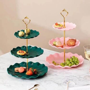 Підставка для тістечок Wagoodter 3 яруси, для тортів, десертів, на весілля, день народження, чаювання (порошкове покриття)