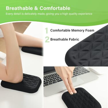 Підставка для зап'ястя та ліктя Ergonomische LargeLeaf для столу з Memory Foam, чорна (20*4 см, 16*11 см)