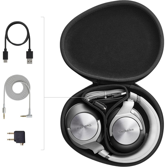 Навушники Bluetooth Technics EAH-A800E-S сріблясті з шумозаглушенням та мікрофоном, складані, Over-Ear