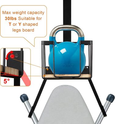 Настінна підставка для прасувальної дошки MOREE з кошиком для зберігання – тримач для праски та прасувальної дошки для пральні – чорний, великий