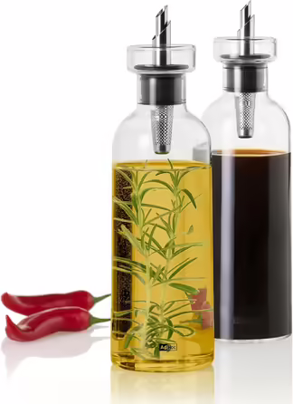 AdHoc BE81 набір: дозатор для олії або оцту AromaPour, скляна пляшка 300 мл з нержавіючим носиком, підставка, герметичний, для оливкової, гарбузової олії чи оцту