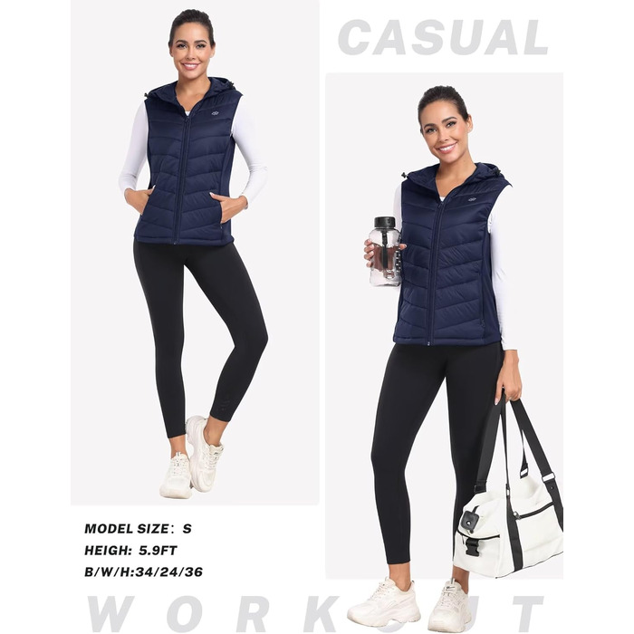 Легка жіноча жилетка MoFiz з пуху, без рукавів, для активного відпочинку, туризму та подорожей (Блакитна, L)