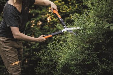 Садові ножиці Fiskars PowerGear X HSX92, антипригарне покриття, сталеві леза, 63 см, чорні/помаранчеві