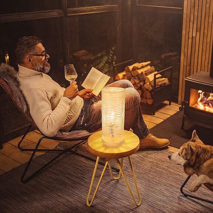 Сучасна LED лампа Depuley на стіл, бамбук та дерево, кругла, з абажуром з ротангу, 60 Вт, патрон E27, нічник, лампа для читання в спальню, дитячу кімнату, з лампою, Rund-1