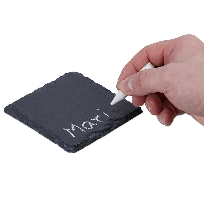 Relaxdays Set of 20 Slate Coasters, 10x10 cm