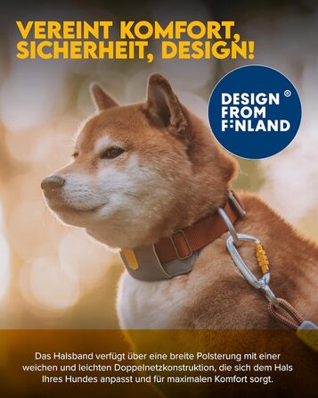 Нашийник для собак середнього розміру Woolly Wolf Alpha 360, розмір M, колір Гляцієрово-зелений - екологічний, зручний, з відбиваючими елементами для безпеки