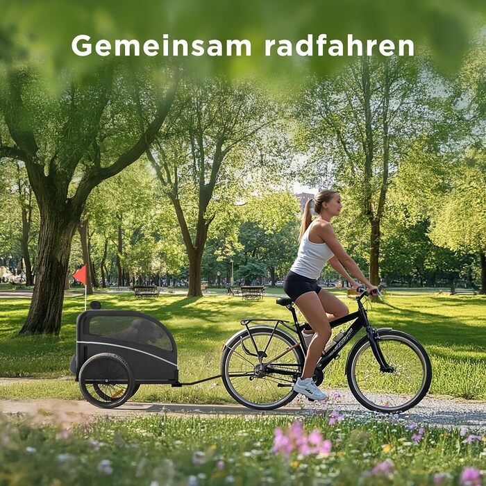 Фартоваж для собак на велосипед – складаний, до 40 кг, з відбивачами, водовідштовхувальний, сумісний з електровелосипедами, чорний