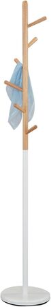 IDIMEX Clothes Rack Enrico, Elegant Standing Coat Rack with 6 Hooks, beautiful coat rack made of metal and pine wood in white/natural
