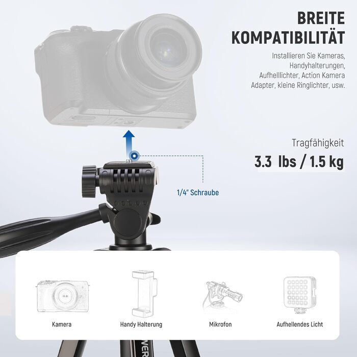 NEEWER Штатив для відеозйомки з пливним упором 72', сумісний з DJI RS Gimbal, для DSLR та відеокамер, максимальне навантаження 8кг