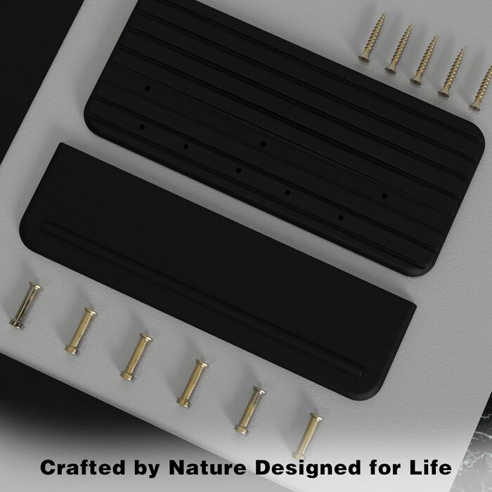 Дерев'яне ключниця з полицею та 6 гачками, ключниця на стіну для прихожей, кухні (чорний)